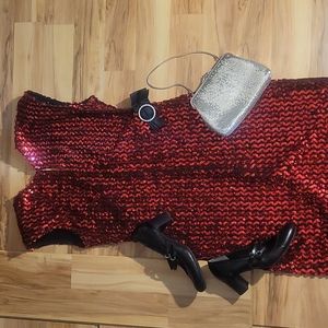 Vintage 80s Red Dress M-L